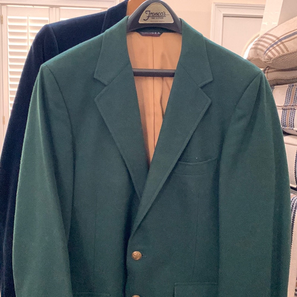Vintage, hand tailored Green, wool blazer.